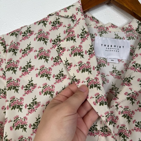 The Shirt by Rochelle Behrens Pink Floral Ruffles Shirt Size Xsmall - Picture 5 of 5
